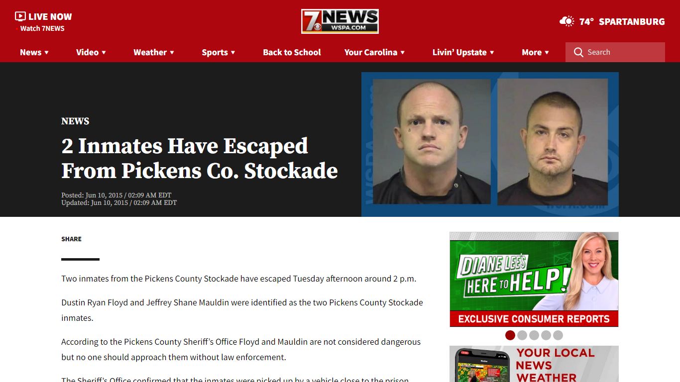 2 Inmates Have Escaped From Pickens Co. Stockade